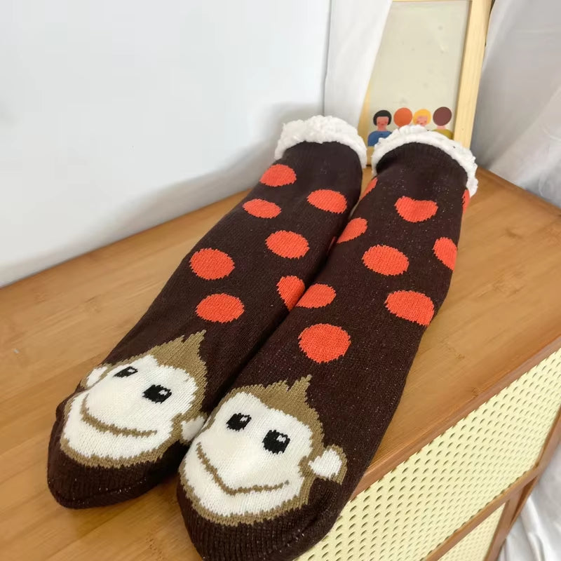 Snuggle Up in Style: Cozy Christmas Fuzzy Socks for Women - Warm, Non-Slip Slipper Socks for Ultimate Indoor Comfort and Perfect Gifting