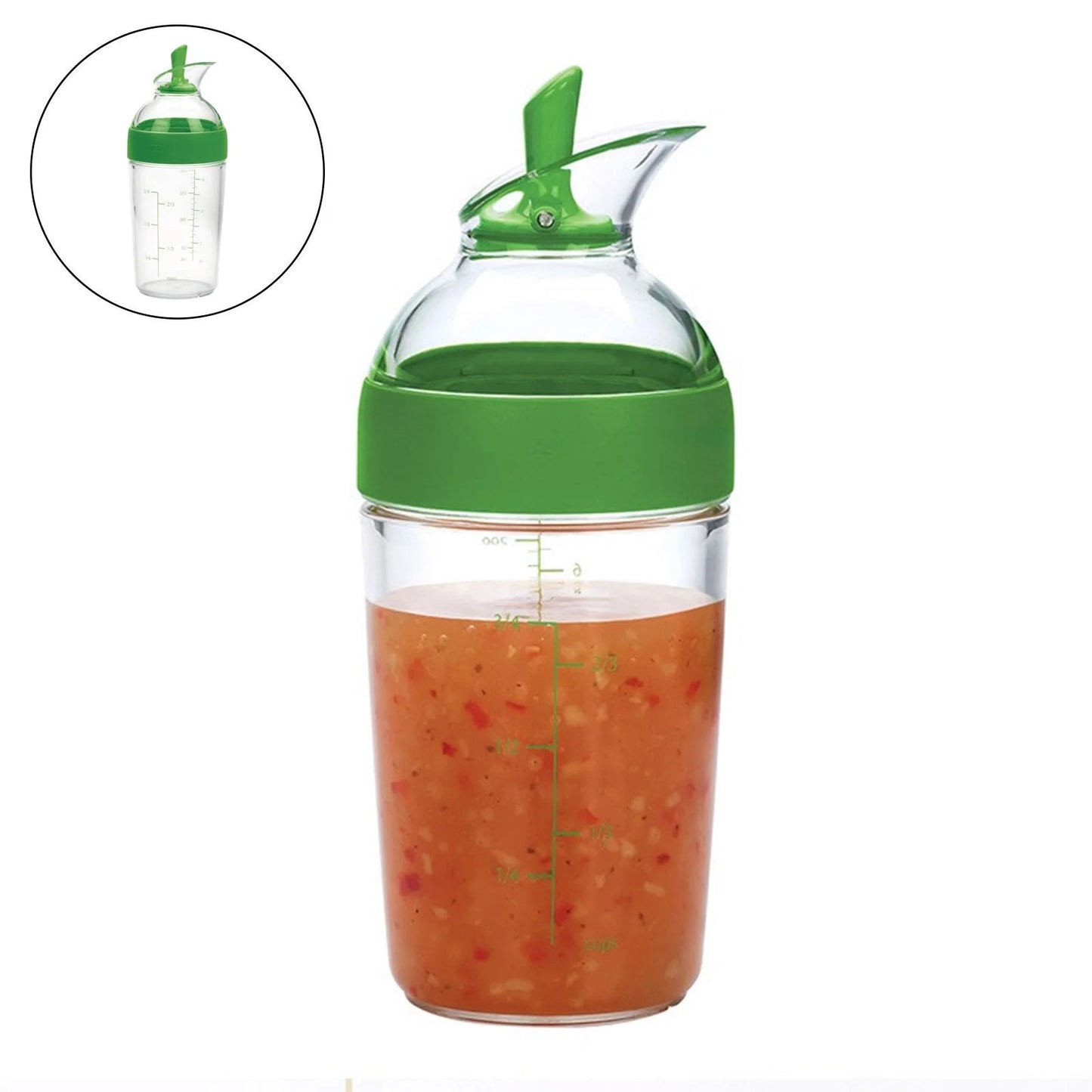 Salad Dressing Shaker Container Bottle Universal Manual Sauces Mixer Juice Mixing Bottle Resistant 8.4With Measurement