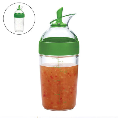 Salad Dressing Shaker Container Bottle Universal Manual Sauces Mixer Juice Mixing Bottle Resistant 8.4With Measurement