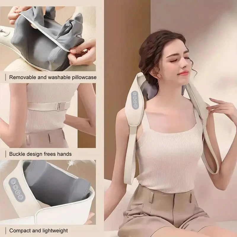 Revolutionary Wireless Neck and Shoulder Massager with Soothing Heat and Advanced Bionic Kneading Technology for Ultimate Relaxation