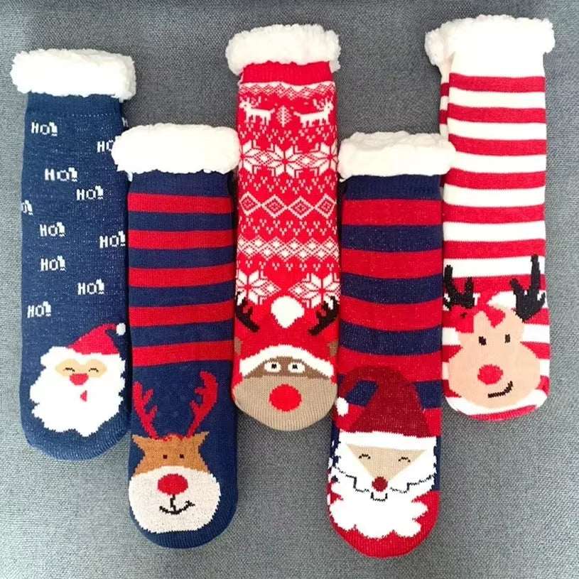 Snuggle Up in Style: Cozy Christmas Fuzzy Socks for Women - Warm, Non-Slip Slipper Socks for Ultimate Indoor Comfort and Perfect Gifting