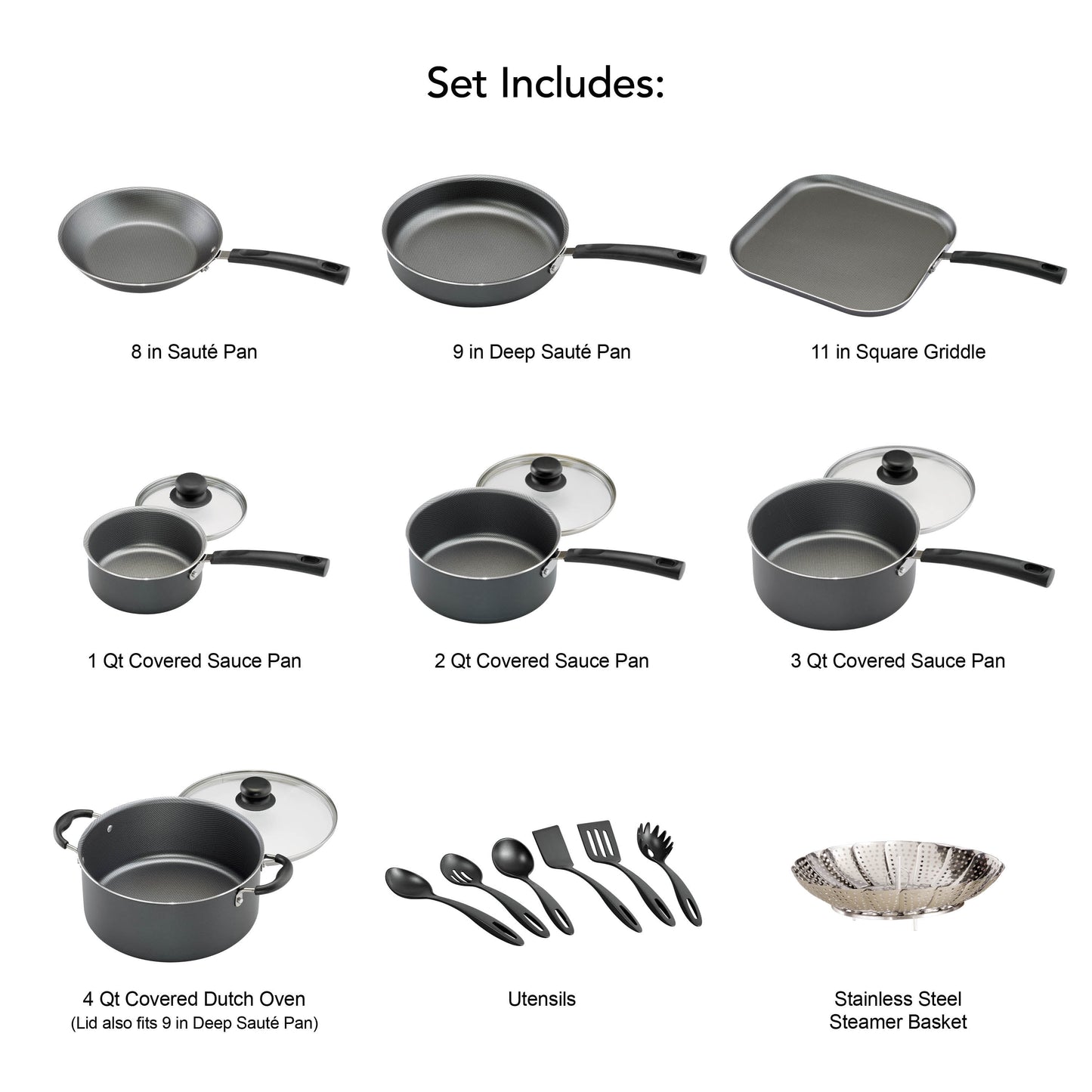 Upgrade Your Cooking Game with the Primaware 18 Piece Non-Stick Cookware Set in Stylish Steel Gray