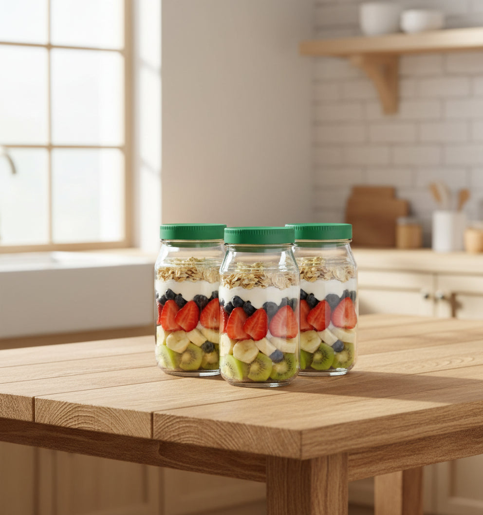 Revolutionary Leakproof Salad Mason Jar Set - Effortless Side Open Lid Meal Prep Containers with Fork - 2 Pack