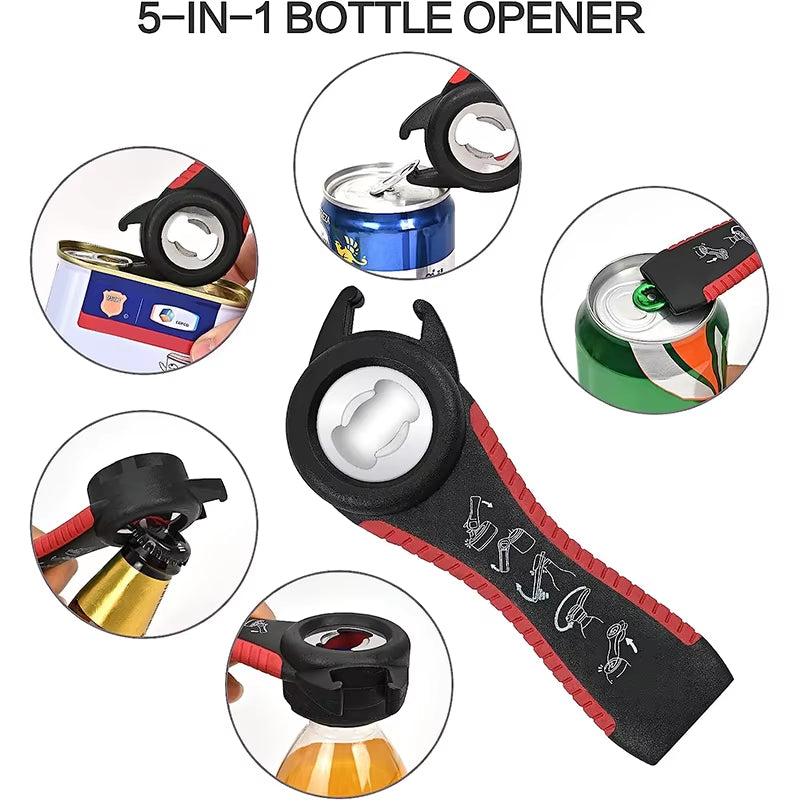 Effortless 5-in-1 Easy Grip Can and Bottle Opener - Ideal for Those with Weak Hands, Your Essential Kitchen Tool YY027