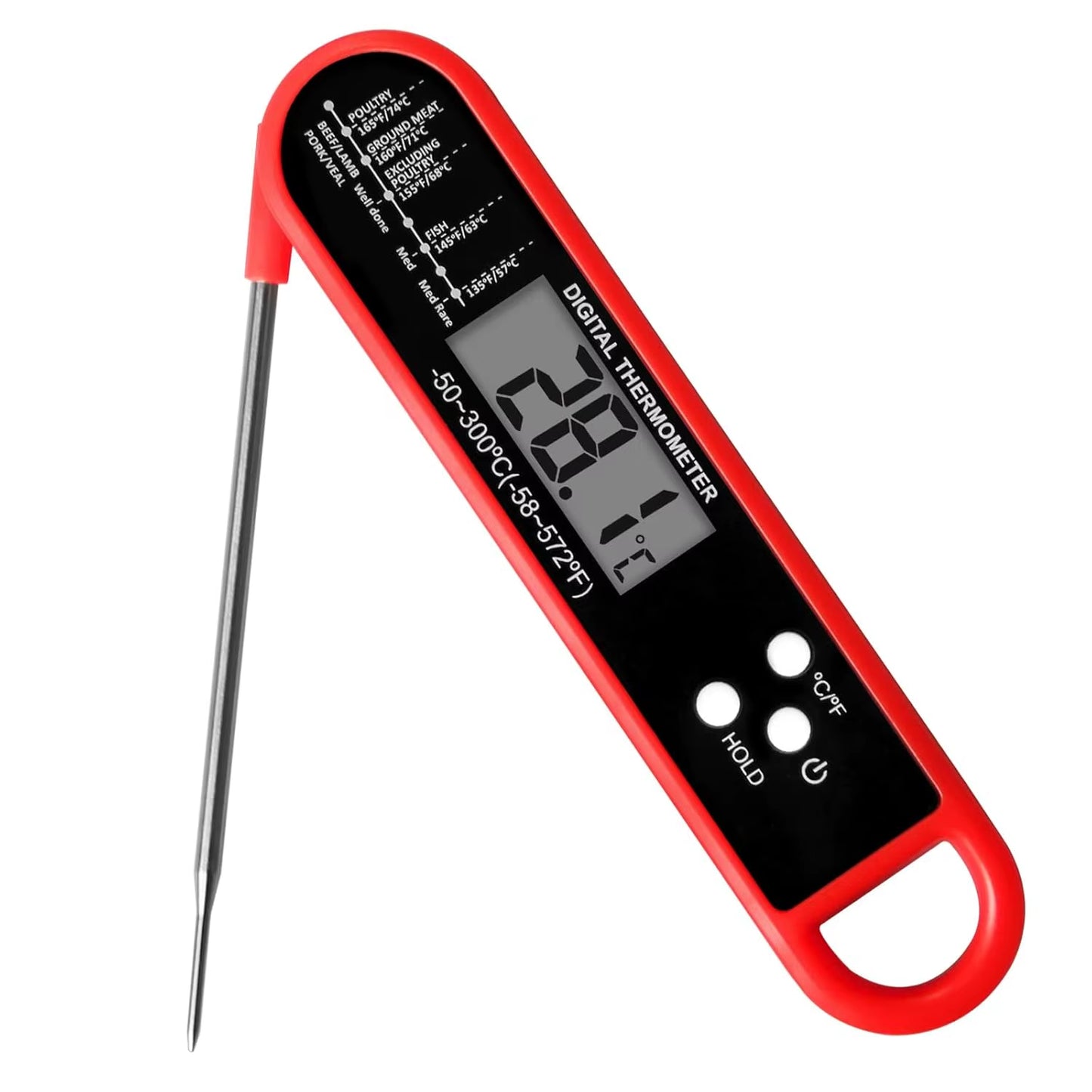 Revolutionize Your Cooking with Our Fast & Precise Food Thermometer - Ideal for Grilling, Cooking, and Camping! Water-Resistant Kitchen Essential with Magnetic Foldable Probe