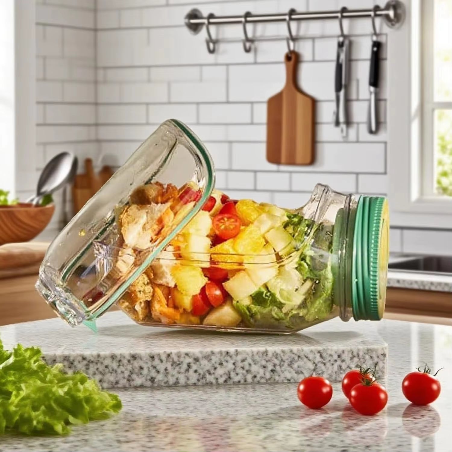 Revolutionary All-In-One Portable Salad Bowl with Leak-Proof Oats Container - Enjoy Fresh Meals Anywhere!
