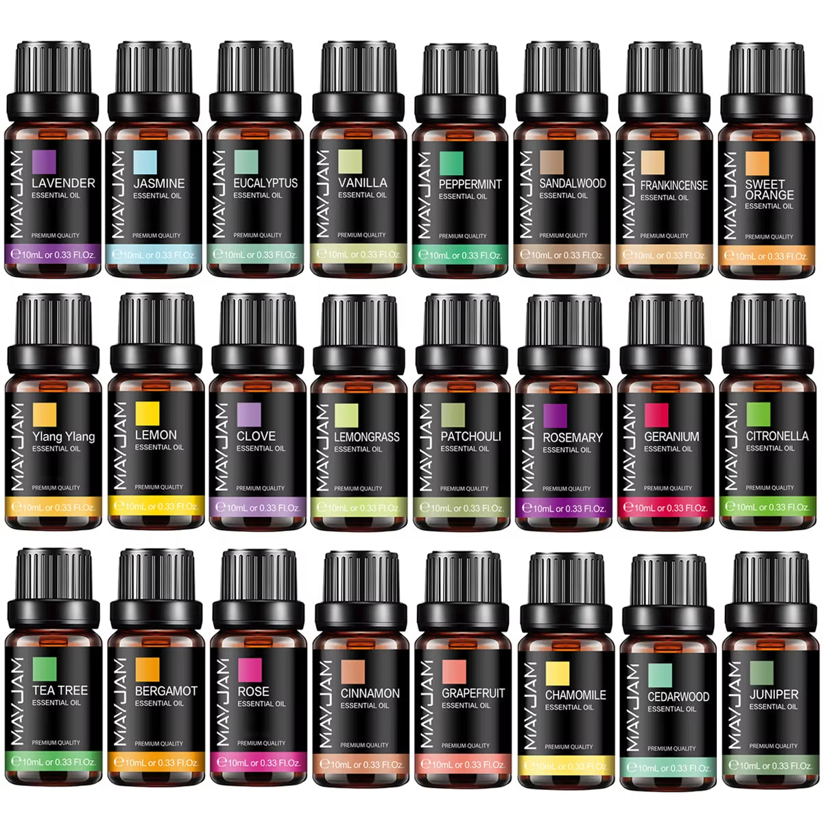 Elevate Your Senses with the 10ML Premium Essential Oil Set - Lavender, Jasmine, Eucalyptus, Vanilla & More!