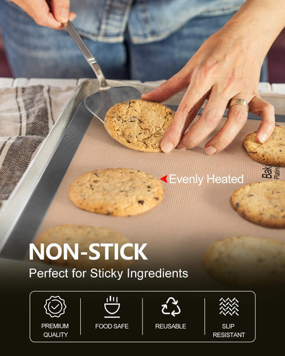 Transform Your Baking Experience with 5PCS Non-Stick Platinum Silicone Baking Mats - Perfect for Half Sheet, Quarter Sheet & 9'' Pizza Pan!