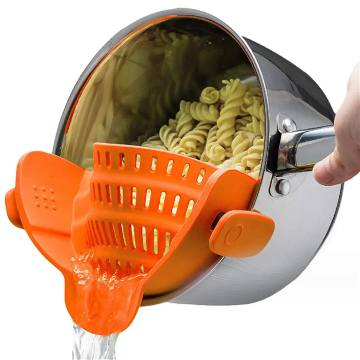 Elevate Your Kitchen Game with the Adjustable Clip-On Pot Strainer – Effortless Straining for Every Cook!
