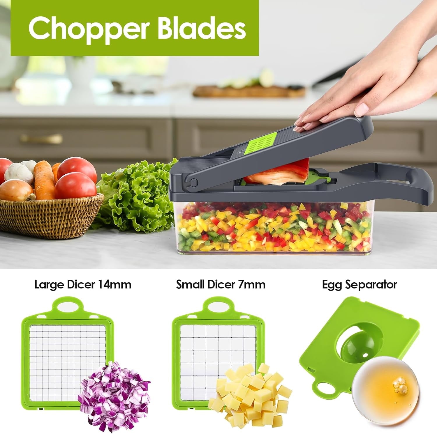 Ultimate 12-in-1 Vegetable Chopper - Multifunctional Slicer and Dicer with 8 Stainless Steel Blades for Effortless Food Prep