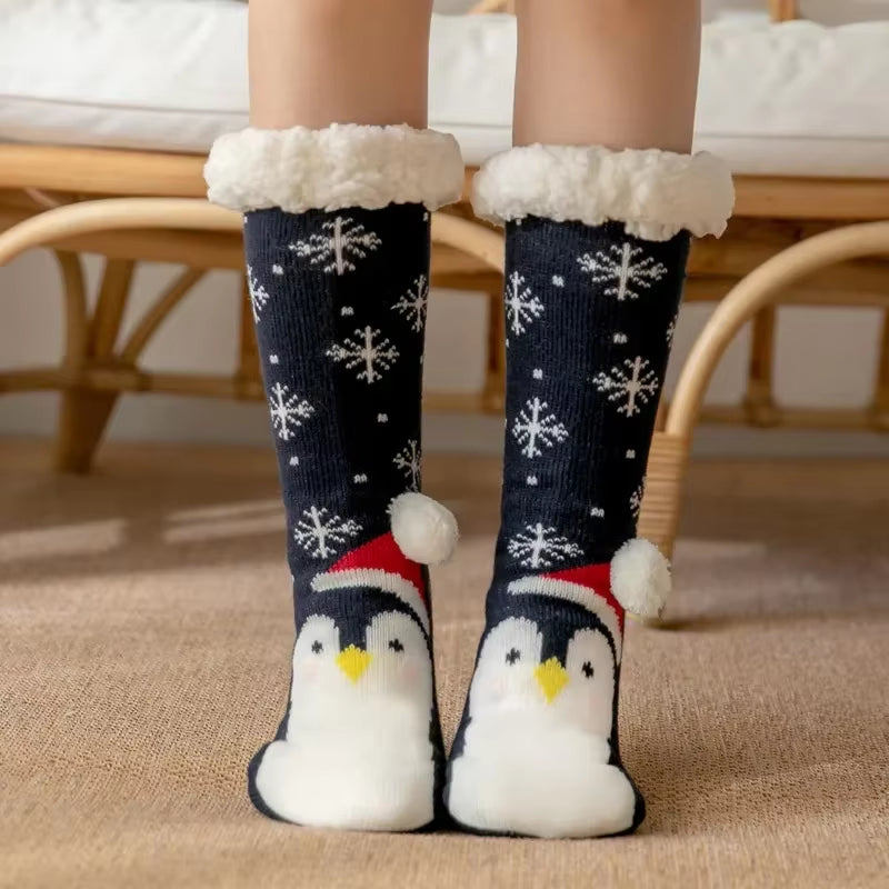Snuggle Up in Style: Cozy Christmas Fuzzy Socks for Women - Warm, Non-Slip Slipper Socks for Ultimate Indoor Comfort and Perfect Gifting