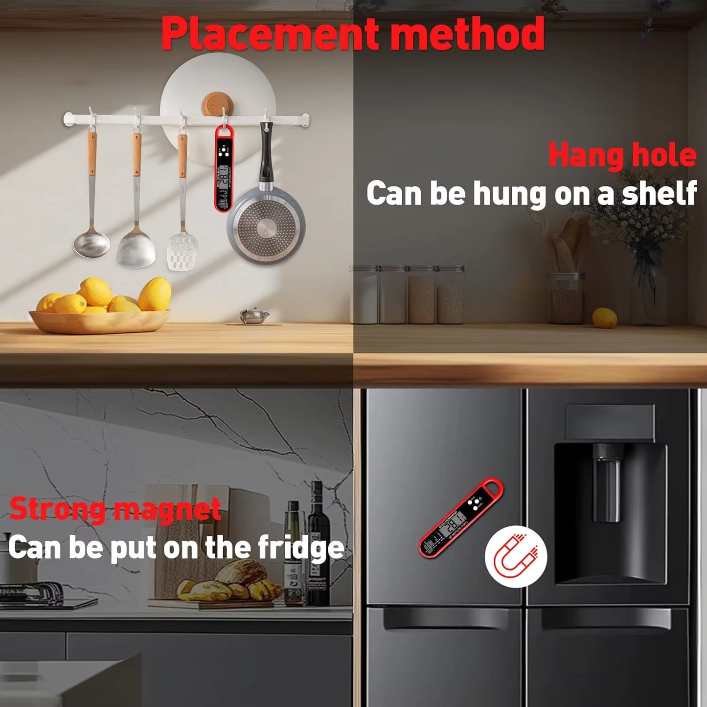 Revolutionize Your Cooking with Our Fast & Precise Food Thermometer - Ideal for Grilling, Cooking, and Camping! Water-Resistant Kitchen Essential with Magnetic Foldable Probe