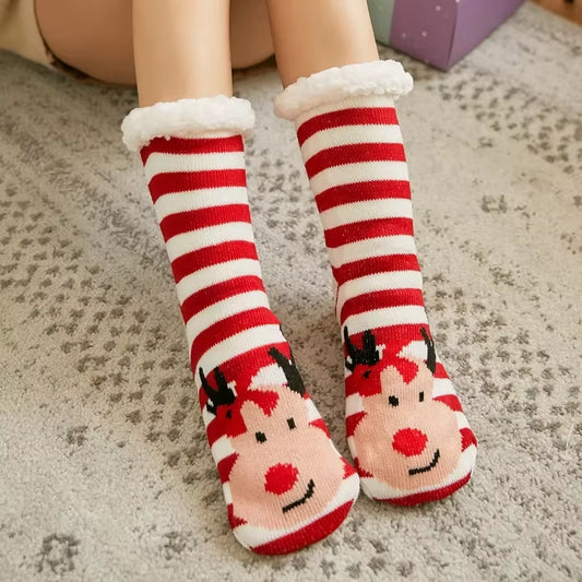 Snuggle Up in Style: Cozy Christmas Fuzzy Socks for Women - Warm, Non-Slip Slipper Socks for Ultimate Indoor Comfort and Perfect Gifting