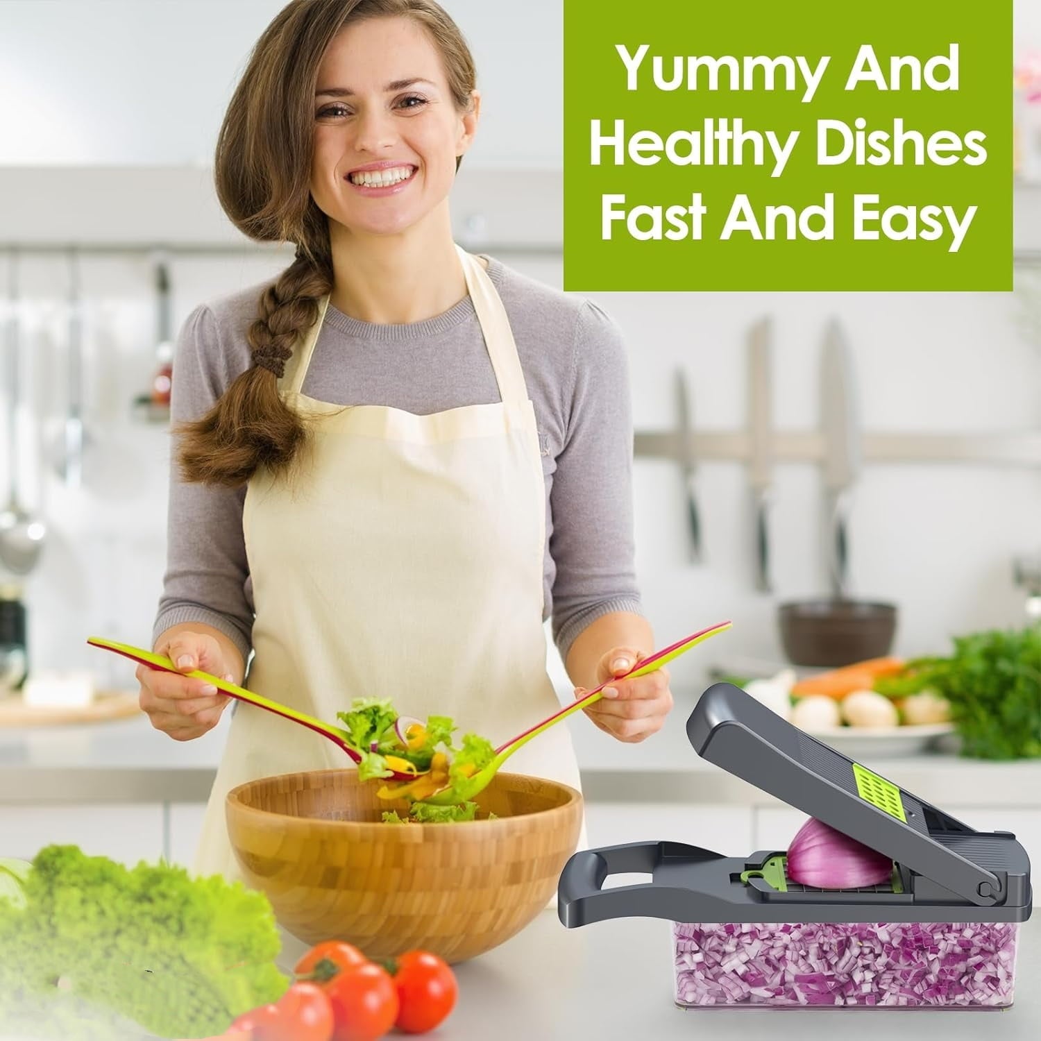 Ultimate 12-in-1 Vegetable Chopper - Multifunctional Slicer and Dicer with 8 Stainless Steel Blades for Effortless Food Prep