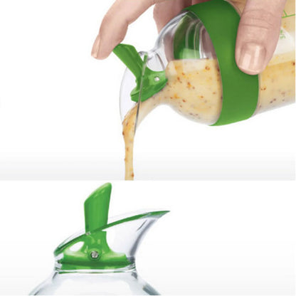 Salad Dressing Shaker Container Bottle Universal Manual Sauces Mixer Juice Mixing Bottle Resistant 8.4With Measurement