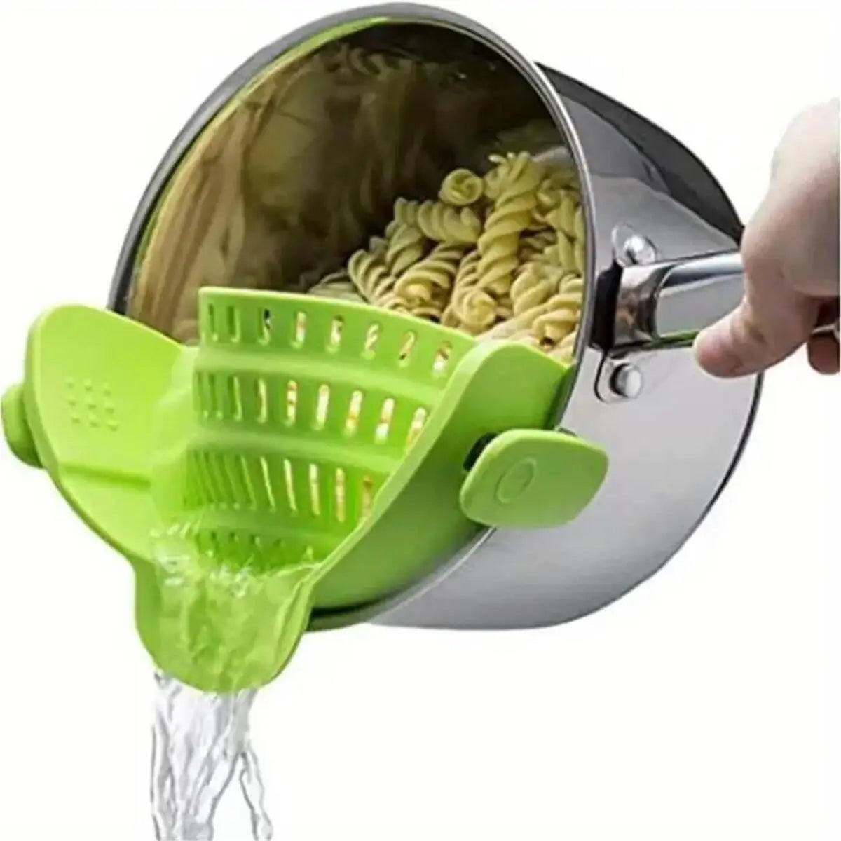Elevate Your Kitchen Game with the Adjustable Clip-On Pot Strainer – Effortless Straining for Every Cook!
