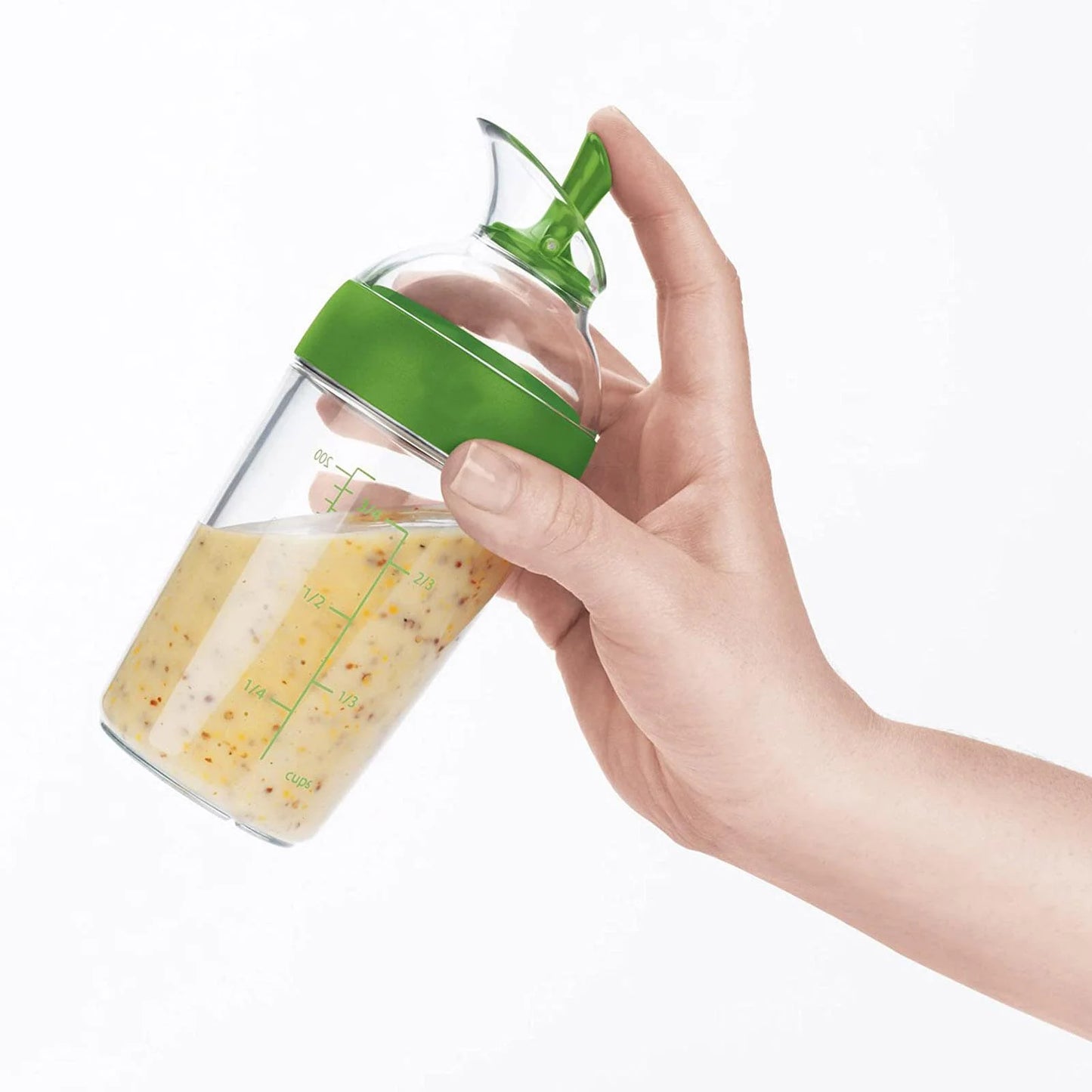 Salad Dressing Shaker Container Bottle Universal Manual Sauces Mixer Juice Mixing Bottle Resistant 8.4With Measurement