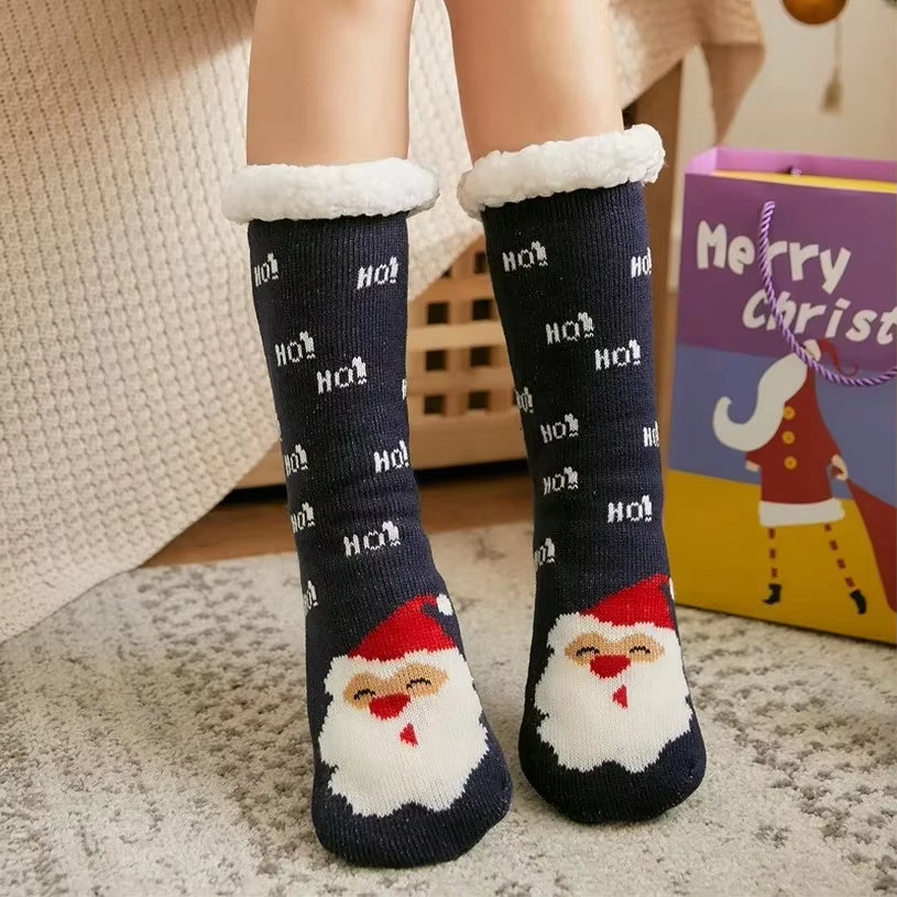 Snuggle Up in Style: Cozy Christmas Fuzzy Socks for Women - Warm, Non-Slip Slipper Socks for Ultimate Indoor Comfort and Perfect Gifting