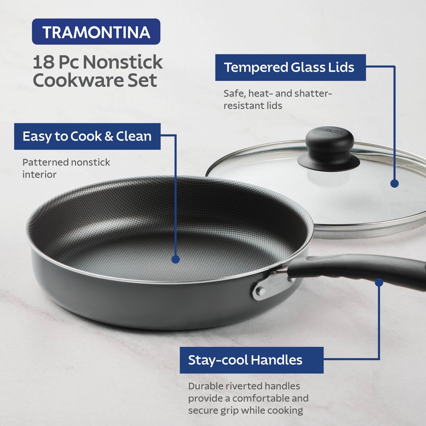 Upgrade Your Cooking Game with the Primaware 18 Piece Non-Stick Cookware Set in Stylish Steel Gray