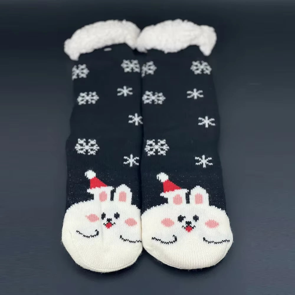 Snuggle Up in Style: Cozy Christmas Fuzzy Socks for Women - Warm, Non-Slip Slipper Socks for Ultimate Indoor Comfort and Perfect Gifting