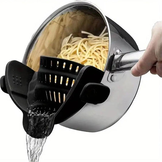 Elevate Your Kitchen Game with the Adjustable Clip-On Pot Strainer – Effortless Straining for Every Cook!