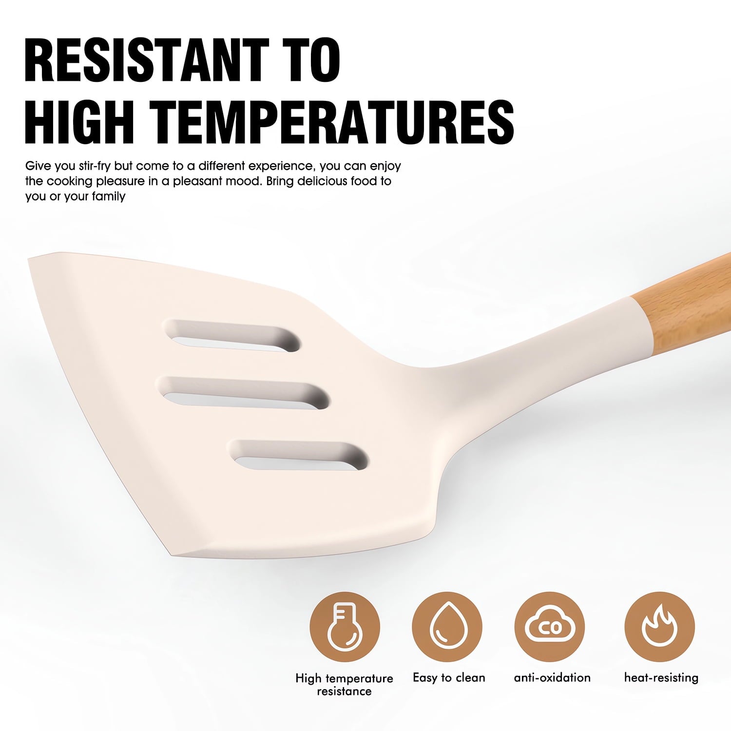 Ultimate 35-Piece Silicone Cooking Utensil Set - 446°F Heat Resistant Kitchen Tools with Wooden Handles, BPA-Free for Non-Stick Cookware (Khaki)