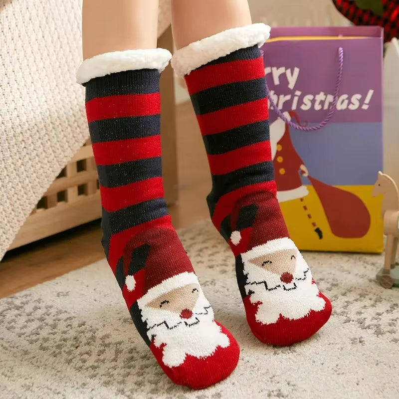 Snuggle Up in Style: Cozy Christmas Fuzzy Socks for Women - Warm, Non-Slip Slipper Socks for Ultimate Indoor Comfort and Perfect Gifting